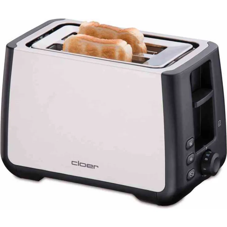 Cloer 3569 King-Size-Toaster für 2 XXL Scheiben-Check-Funktion-Edelstahlgehäuse - 1000 Watt-schwarz Kunststoff