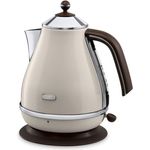 De'Longhi Wasserkocher Icona Vintage KBOV2001.BG - 1,7 l mit Wasserstandsanzeige und 360° Basis, Edelstahl in elegantem Retro Look mit Chrom-Details, beige