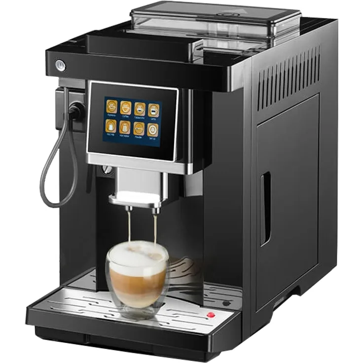 Acopino Roma One Touch Kaffeevollautomat mit integriertem Mahlwerk, Milchsystem, 1,7l Wassertank, 1500 Watt, schwarz