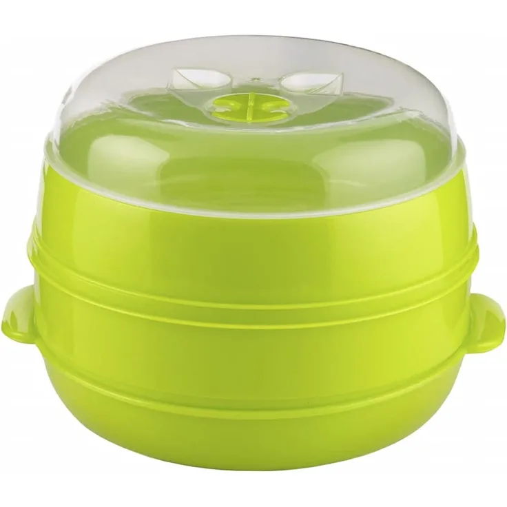 InnovaGoods Dampfgarer für die Mikrowelle, 2 Ebenen, Fresh, Farbe: grün, Maße: 22 x 12-17 cm