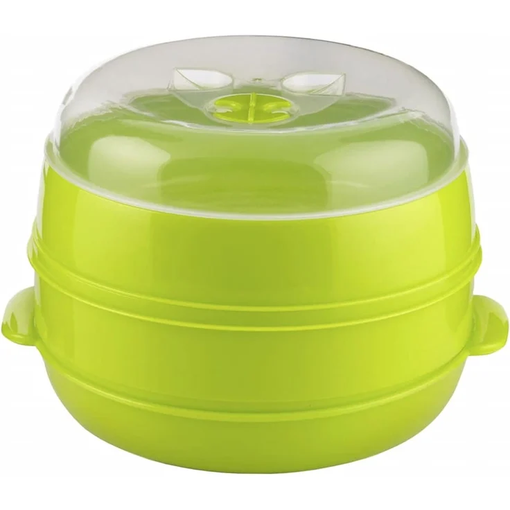 InnovaGoods Dampfgarer für die Mikrowelle, 2 Ebenen, Fresh, Farbe: grün, Maße: 22 x 12-17 cm