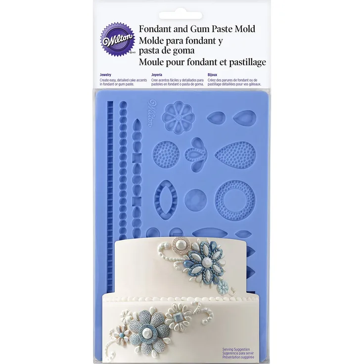 Wilton Silikonform für Fondant und Gummimasse, 12,7 x 19,7 cm, Schmuck-Thema, Mehrfarbig