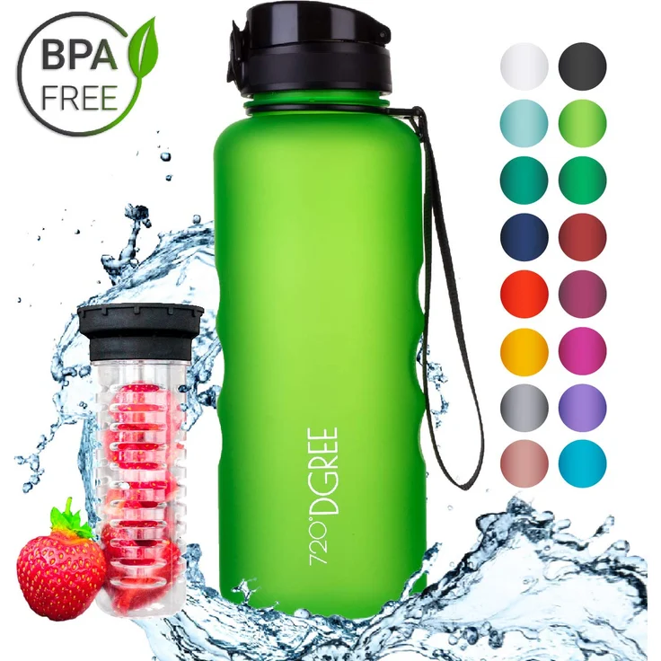Trinkflasche Wasserflasche Fruchteinsatz 1,5L - BPA-Frei uberBottle 720 DGREE apple green – Bild 1