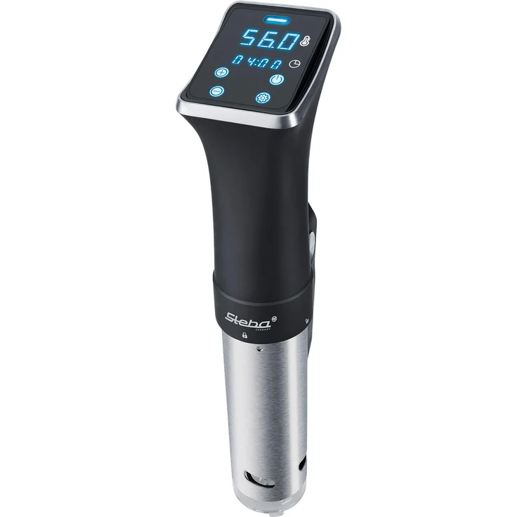 Steba Sous-Vide Garer SV 75, Wasserdicht nach IPX 7, Erwärmt 20 Liter in ca. 45 Min auf 56°C, Abweichung max. 0,1°C, Wasserumwälzung 12,0 L-Min, Mobil einsetzbar, für alle Töpfe ab 15 cm Tiefe, 800 Watt, Edelstahl – Bild 1