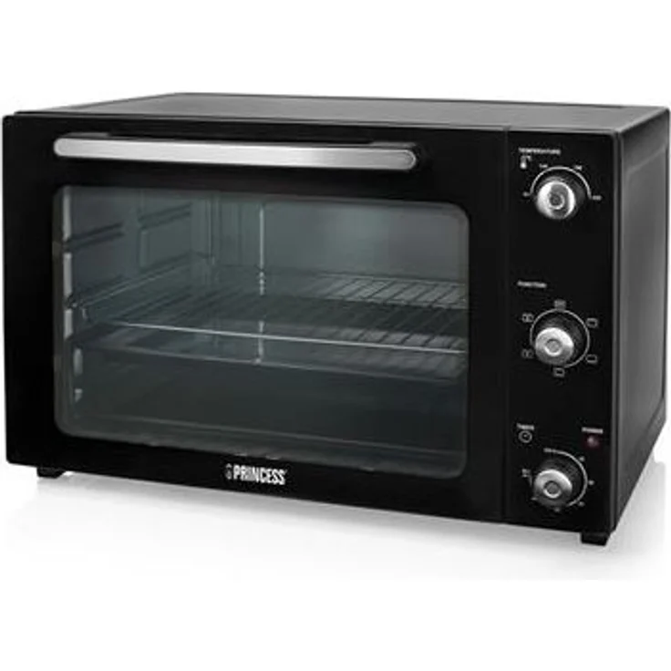 Princess 112759 Umluft-Ofen, 55 Liter Fassungsvermögen, zum Grillen- Backen- Auftauen und Toasten geeignet, Leistung 2000 Watt, Temperatur von 90 bis 230°C, Krümelschublade, Backblech und Grillrost – Bild 1