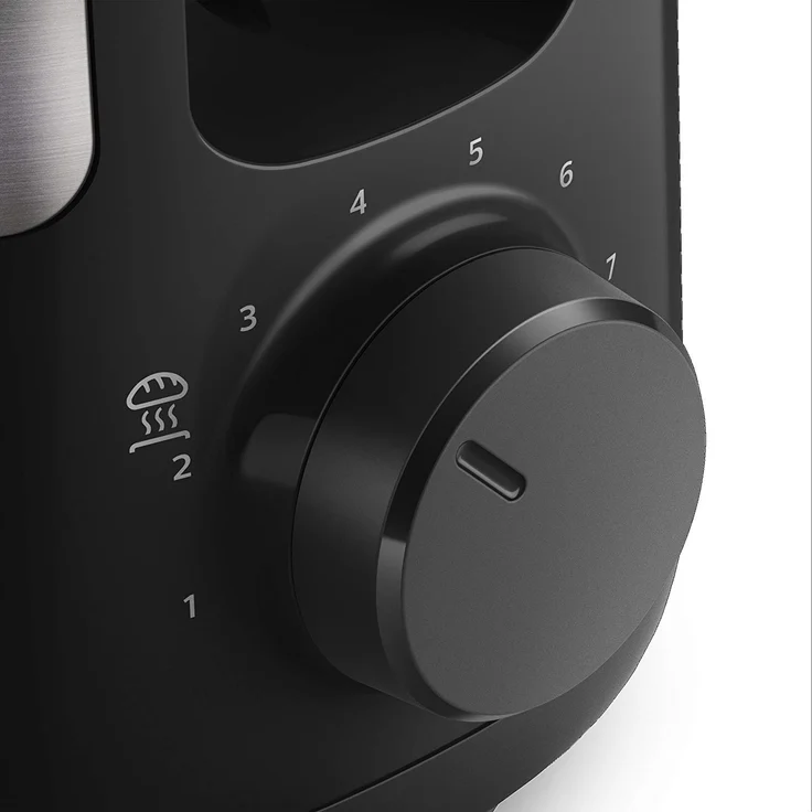 Philips Langschlitztoaster (Edelstahl) 8 Bräunungsstufen, Brötchenaufsatz, 950 Watt, schwarz HD2692-90 – Bild 2
