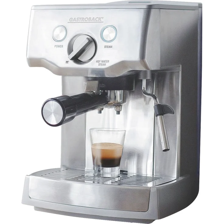 Gastroback 42709 Design Espresso Pro, Espressomaschine mit Siebträger, Milchaufschäumdüse, 15 bar, 1.5 L, Thermoblock-Heizsystem, 18-8 Edelstahl – Bild 2
