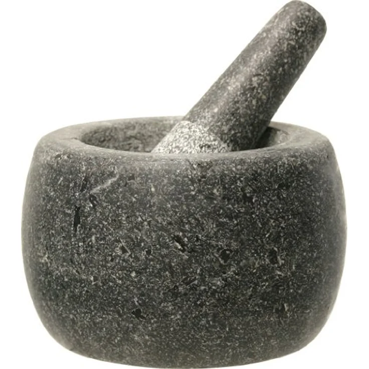 JADE TEMPLE Steinmörser mit Stößel im Set, effektives und einfaches mörsern, aus massivem Granit mit 14 cm Durchmesser und 10 cm Höhe – Bild 1