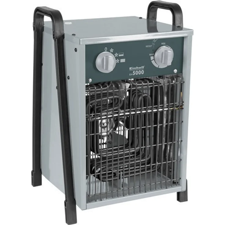 Einhell Elektro-Heizer EH 5000 (400 V, 5.000 W max., spez. Heizelemente, 2 Heizstufen, Axiallüfter, stufenloser Thermostatregler, Spritzwasserschutz), Heizlüfter – Bild 1