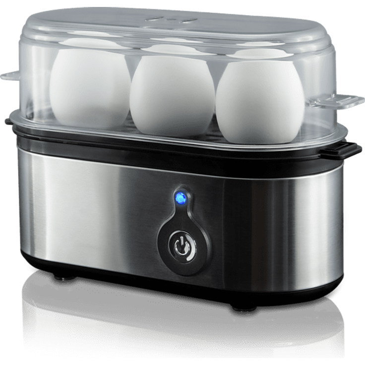 Koenic KEB 3219 Eierkocher, 210W, für 3 Eier, Edelstahl, transparent