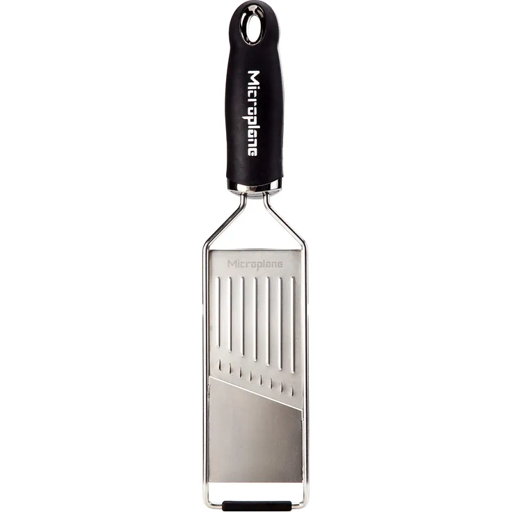 Microplane Profi Juliennehobel Edelstahl Schwarz aus der Gourmet Serie für Kartoffel, Apfel, Karotte, Zucchini und Rotkohl