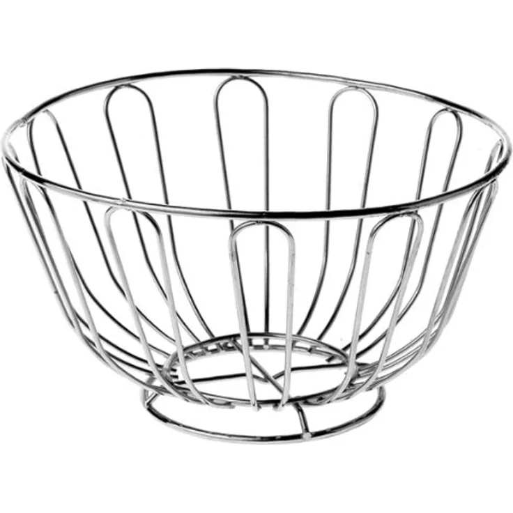 Premier Housewares Runder Obstkorb aus Drahtgeflecht, 24 cm, Chrom, chromdraht, Silber, 24x24x12