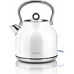 Haeger Art Deco Wasserkocher mit elektrischer Teekanne, 1,7 L, 2200W, Überhitzungsschutz, Edelstahl, weiß