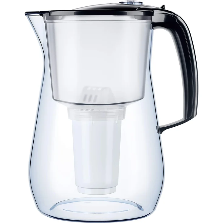 AQUAPHOR Provence schwarz inkl. 1 A5 Filterkartusche-Premium-Wasserfilter in Glasoptik zur Reduzierung von Kalk, Chlor & Schwermetallen, Kunststoff, Volumen 4,2 l – Bild 1