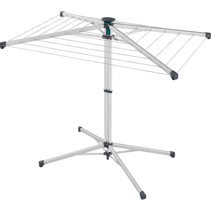 Leifheit Standwäschespinne LinoPop-Up 140, Wäscheständer mit vier Leinenarmen, platzsparender Standtrockner, selbststehende Wäschespinne, 14m Wäscheleine, Öffnung auf Knopfdruck, inkl. Schutzhülle