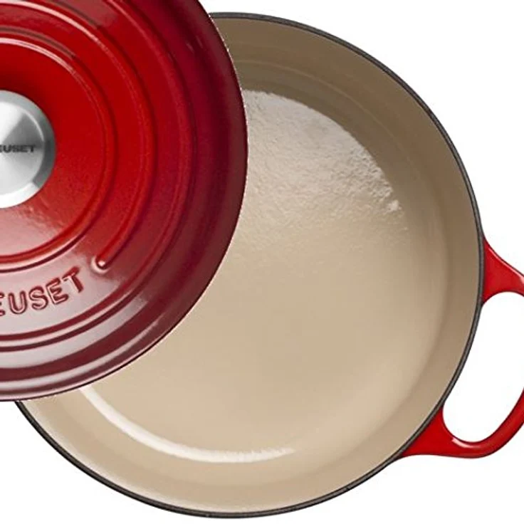 Le Creuset Signature Gusseisen-Bräter mit Deckel, Durchmesser 24 cm, Rund, Für alle Herdarten und Induktion geeignet, Volumen: 4,2 l, Kirschrot – Bild 4