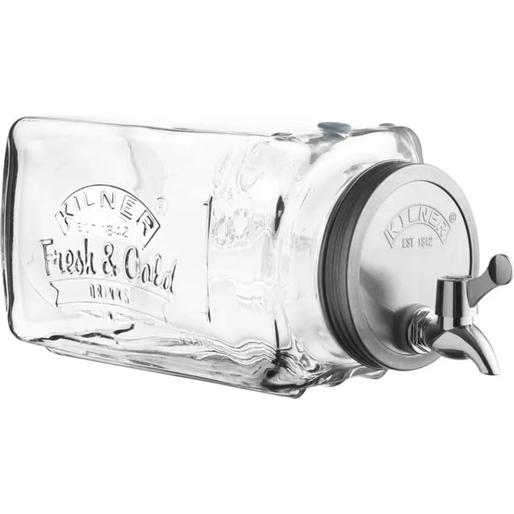 Kilner Kühlschrank Getränkespender mit Zapfhahn 3 Liter, 32,7x14x18 cm