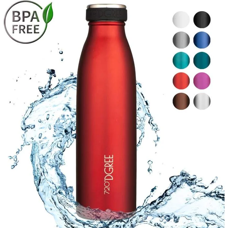 Trinkflasche Doppelwandig Edelstahl 500ml Isolierflasche 720°DGREE milkyBottle imperial red – Bild 1