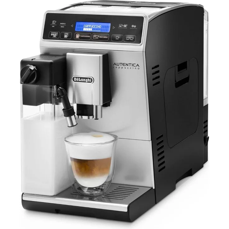 De'Longhi Autentica Cappuccino ETAM 29.660.SB Kaffeevollautomat mit Milchsystem und integriertem Mahlwerk, Cappuccino und Espresso auf Knopfdruck, Digitaldisplay mit Klartext, 2-Tassen-Funktion, silber