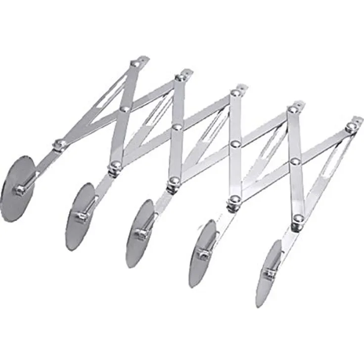 Contacto Teigschneider, Teigrädchen, justierbar, 5 Schneidrädchen, aus Edelstahl, Höhe: 24,5 cm, Rad: Ø 5,4 cm, Breite: max. 50 cm