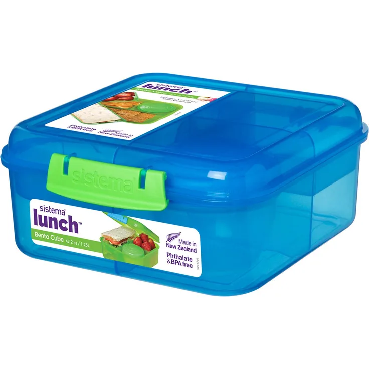 Sistema Lunch Bento Cube mit Fruit-Joghurt Topf, mehrfarbig, 1,25 Liter (Sortiert, Zufallsfarbe)
