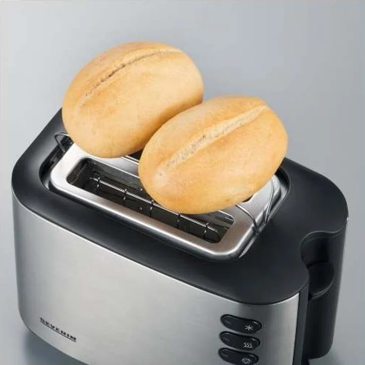 Severin AT 2514 Automatic Doppelschlitztoaster, 850W, 6 Bräunungsstufen, Edelstahl gebürstet schwarz – Bild 3
