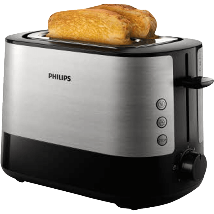 Philips HD2637-90 Toaster (7 Stufen, Brötchenaufsatz, Stopp-Taste, 1000 W) schwarz-edelstahl – Bild 2