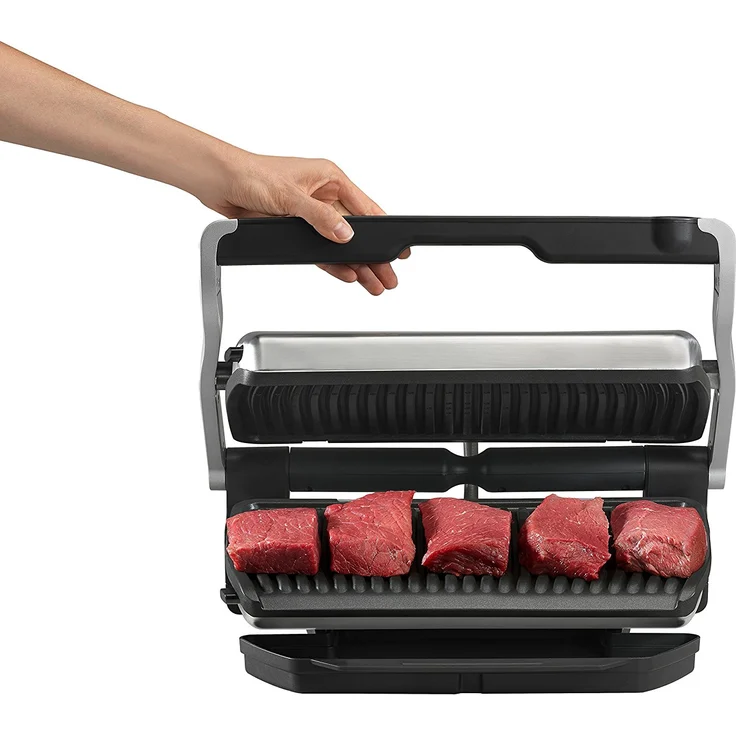 Tefal GC722D OptiGrill XL Kontaktgrill mit XL-Grillfläche, 2000W, mit zusätzlichen Temperaturstufen, automatische Anzeige des Garzustands, 9 voreingestellte Programme 40 cm x 20 cm, silber – Bild 9
