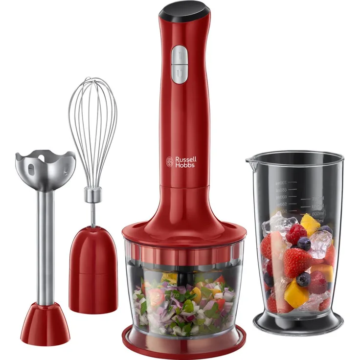 Russell Hobbs Stabmixer 3-in-1 Desire 500W - Zerkleinerer, Mixer- & Schneebesenaufsatz, BPA-freies & spülmaschinenfestes Zubehör, Pürierstab f. Smoothie, Suppen, Joghurt, Saucen, Babynahrung