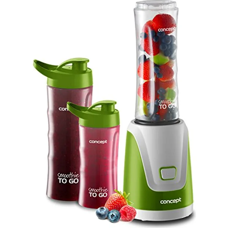 CONPT Hausgeräte SM 3365 SM3365 Maker Smoothie to GO mit DREI Flaschen, 300 W, 2X 600 1x 400 ml, BPA-frei, Plastik, Grün