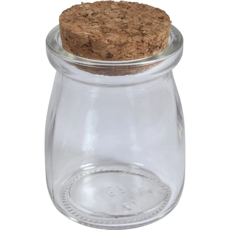 Rayher Hobby 46213000 Glas Gefäß m. Kork Deckel, 5cm ø, Sortiert, 7cm, 100ml, Öffnung 4cm