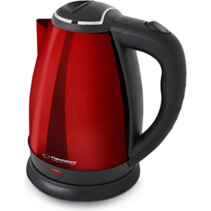Esperanza 1,8 Liter Edelstahl Design Wasserkocher 360° drehbare Basisstation, Metall, glänzend (Rot) EKK013R