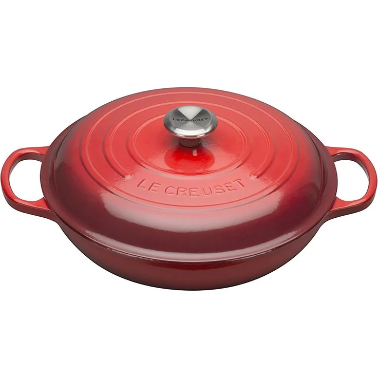 Le Creuset Signature Gusseisen Gourmet-Profitopf, Rund, Ø 30 cm, 3,2 l, Für alle Herdarten inkl. Induktion geeignet, Kirschrot – Bild 1