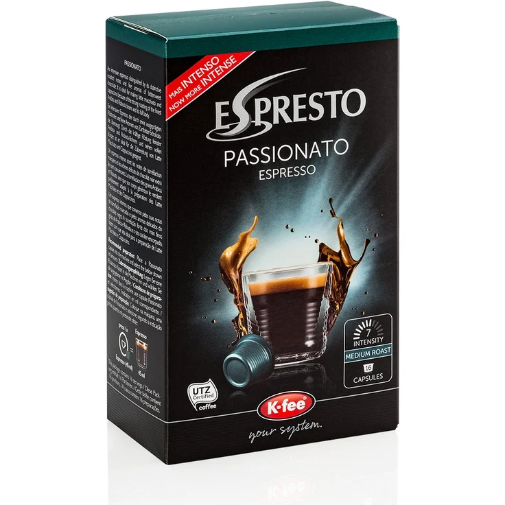 ESPRESTO Passionato Espresso Kaffeekapseln Stärke 7, K-fee System, 6er Pack (6x124 g) – Bild 1