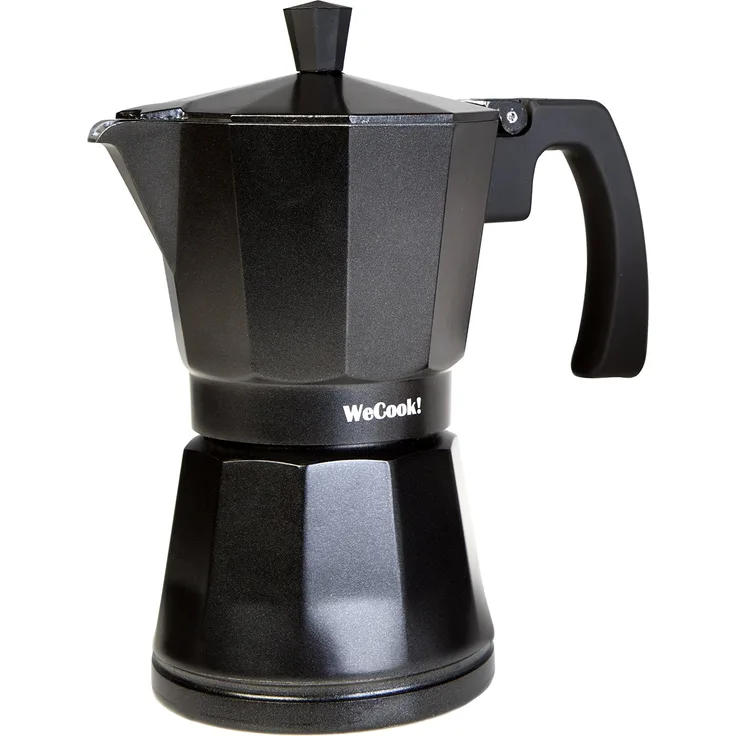 Wecook 30109 Italienische Kaffeekanne, Edelstahl, Schwarz