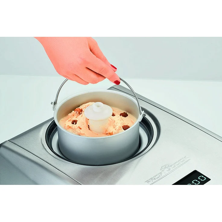 Profi Cook PC-ICM 1091 Eismaschine (3 in 1 für Speiseeis, Frozen Joghurt und Sorbet, Kompressor-Kühlung, LCD-Display, für bis zu 1,5 l Speiseeis) edelstahl – Bild 5