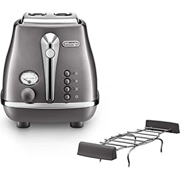 De'Longhi CTOT2103.GY Toaster 900W, Bräunungsregler, Krümelfach, Edelstahl, grau