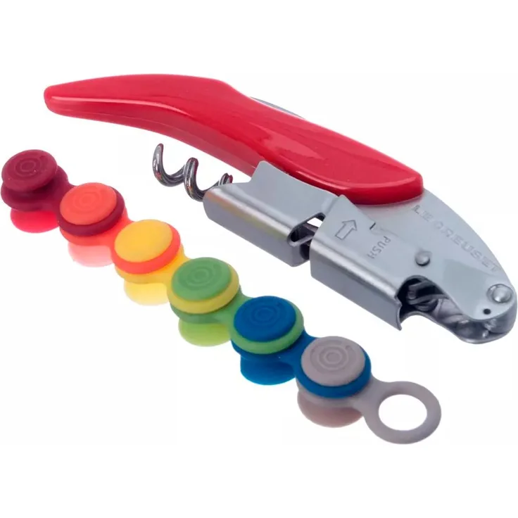 Le Creuset 2-Step-Kellnermesser-Set, 5Weinausgießer, 6Glasmarkierer, GS142