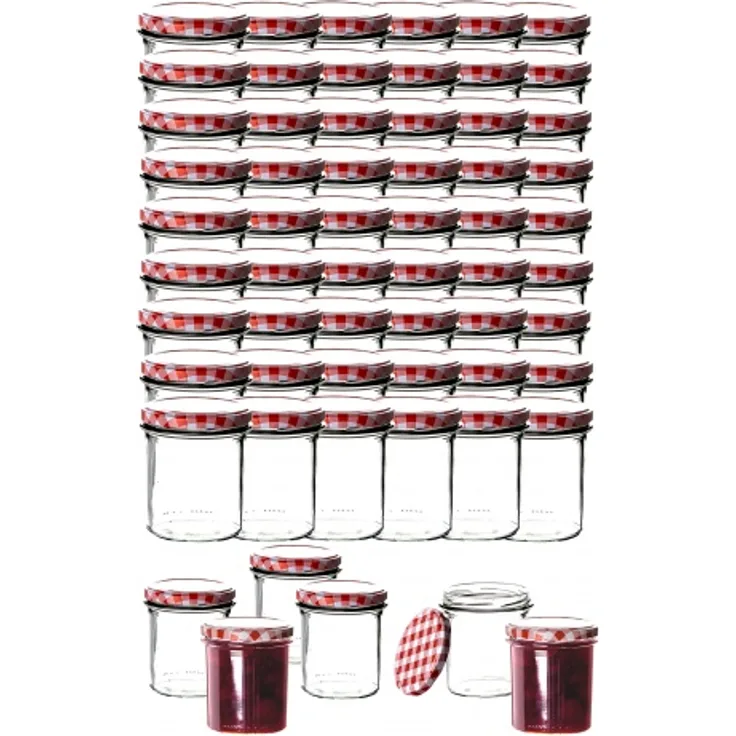 Thats Shopping 60x Einmachgläser 350 ml für Pasteurisierung TO 82 Marmelade