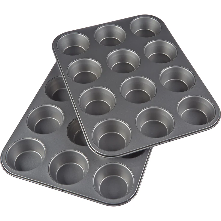 AmazonBasics Backblech für Muffins, antihaftbeschichtet, Karbonstahl, 2er-Pack – Bild 1