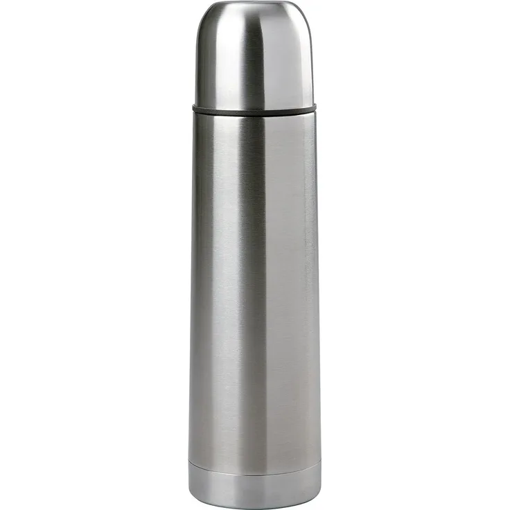 axentia Isolierflasche in Silber aus doppelwandigem Edelstahl, Isoliertrinkflasche für Heiß- und Kaltgetränke, Kaffeekanne mit Schraubverschluss, Volumen: ca. 0,7 L