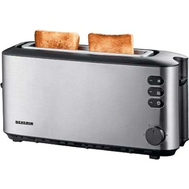 SEVERIN AT 2515 Automatik-Toaster (1.000 W, 1 Langschlitzkammer, Für bis zu 2 Brotscheiben) edelstahl-schwarz