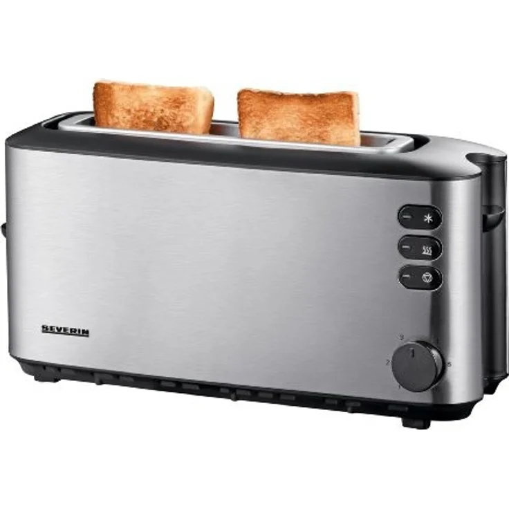 SEVERIN AT 2515 Automatik-Toaster (1.000 W, 1 Langschlitzkammer, Für bis zu 2 Brotscheiben) edelstahl-schwarz – Bild 1