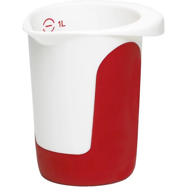 Emsa 508014 Quirltopf, 1 Liter, Abriebfeste Skala, Weiß-Rot, Mix & Bake