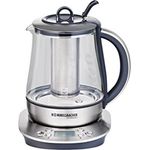 ROMMELSBACHER TA 1400 2in1 Teekocher und Wasserkocher (1,2 l, Teekanne aus original Schott DURAN Glas, 6 Programme, individuelle Temperaturwahl, Warmhaltefunktion, Edelstahl-Teesieb) Edelstahl-Glas