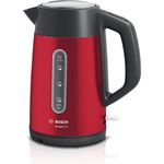 Bosch TWK4P434 DesignLine kabelloser Wasserkocher, Ausgießen ohne Spritzer, Tassenanzeige, Wasserstandsanzeige beidseitig, Überhitzungsschutz, 1,7 L, 2400 W, rot