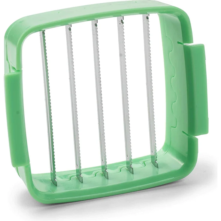 Genius Nicer Dicer Quick Zerkleinerer für Obst und Gemüse | 5 in 1 Multischneider mit austauschbaren Messereinsätzen | 30 Würfel oder 10 Scheiben mit einem klick (Grün), Edelstahl, 15 x 10 x 25 cm – Bild 7