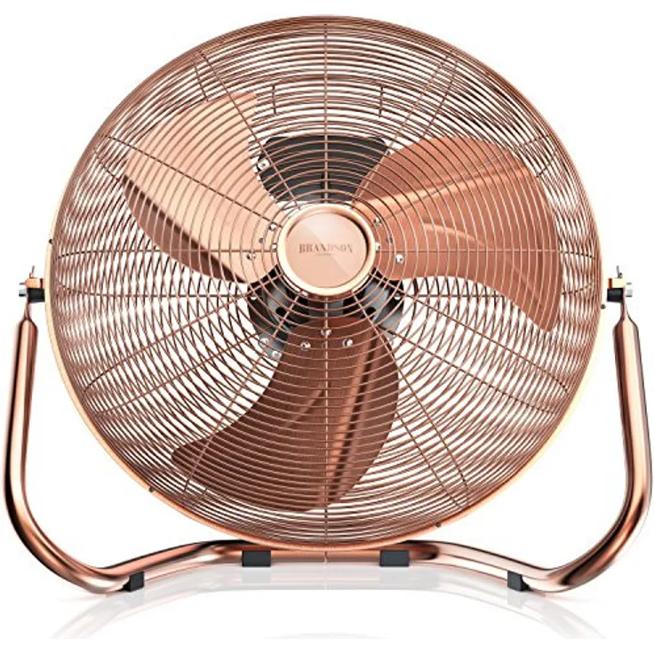Brandson Windmaschine Retro Stil 120 Watt - Ventilator in Kupfer - Standventilator 50cm - Bodenven