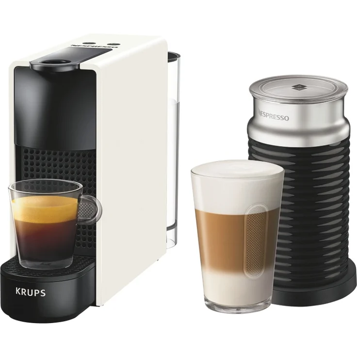 Krups Nespresso Essenza Mini XN1111 Kaffeekapselmaschine (1260 Watt, 0,7 Liter, 19 bar, inklusive Aeroccino Milchaufschäumer) weiß – Bild 1