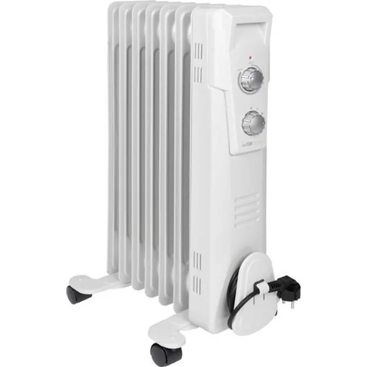 Clatronic RA 3735 7 Rippen-Ölradiator, mobiler Heizkörper bis 1500 Watt, Wärmeregulierung über stufenlosen Thermostatregler, Flexibler Einsatz durch 4 Leichtlaufrollen, Slimline-Bauweise, weiß, Radiator